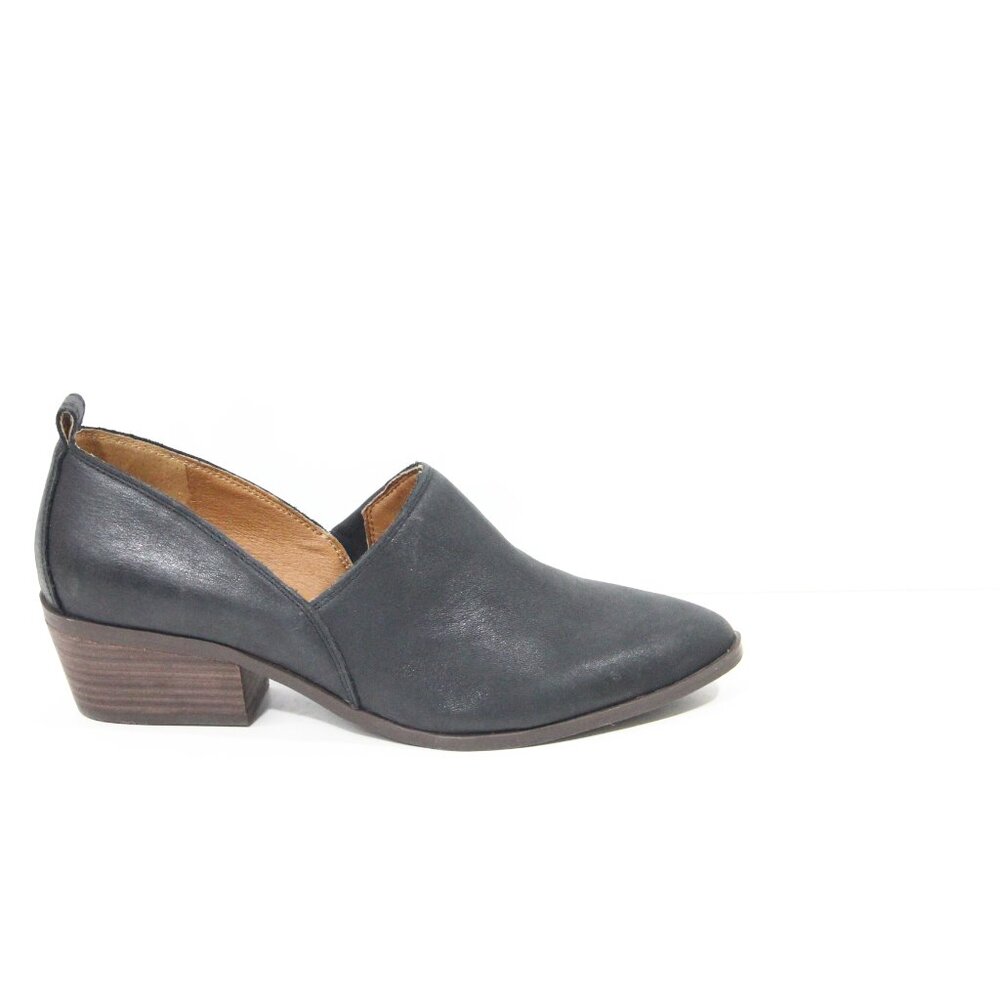 Lucky Brand Morriah Ankle Booties 7.5 Women Black Leather Slip on Shoes Shootie